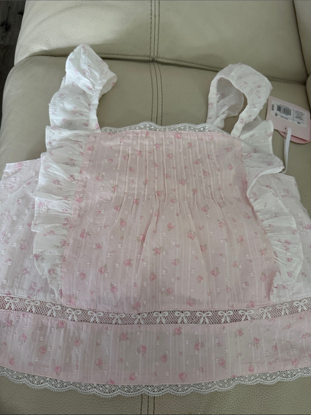 LoveShackFancy Pink Floral Ruffle Camisole girls 16